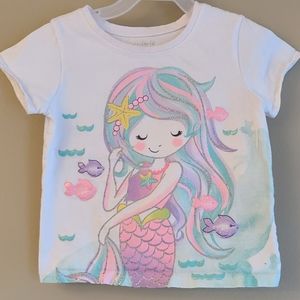 Pastel colored Mermaid white short sleeved tee shirt